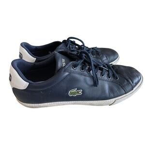 Lacoste Men's Navy Leather Low Top Sneakers Marcel Size 10